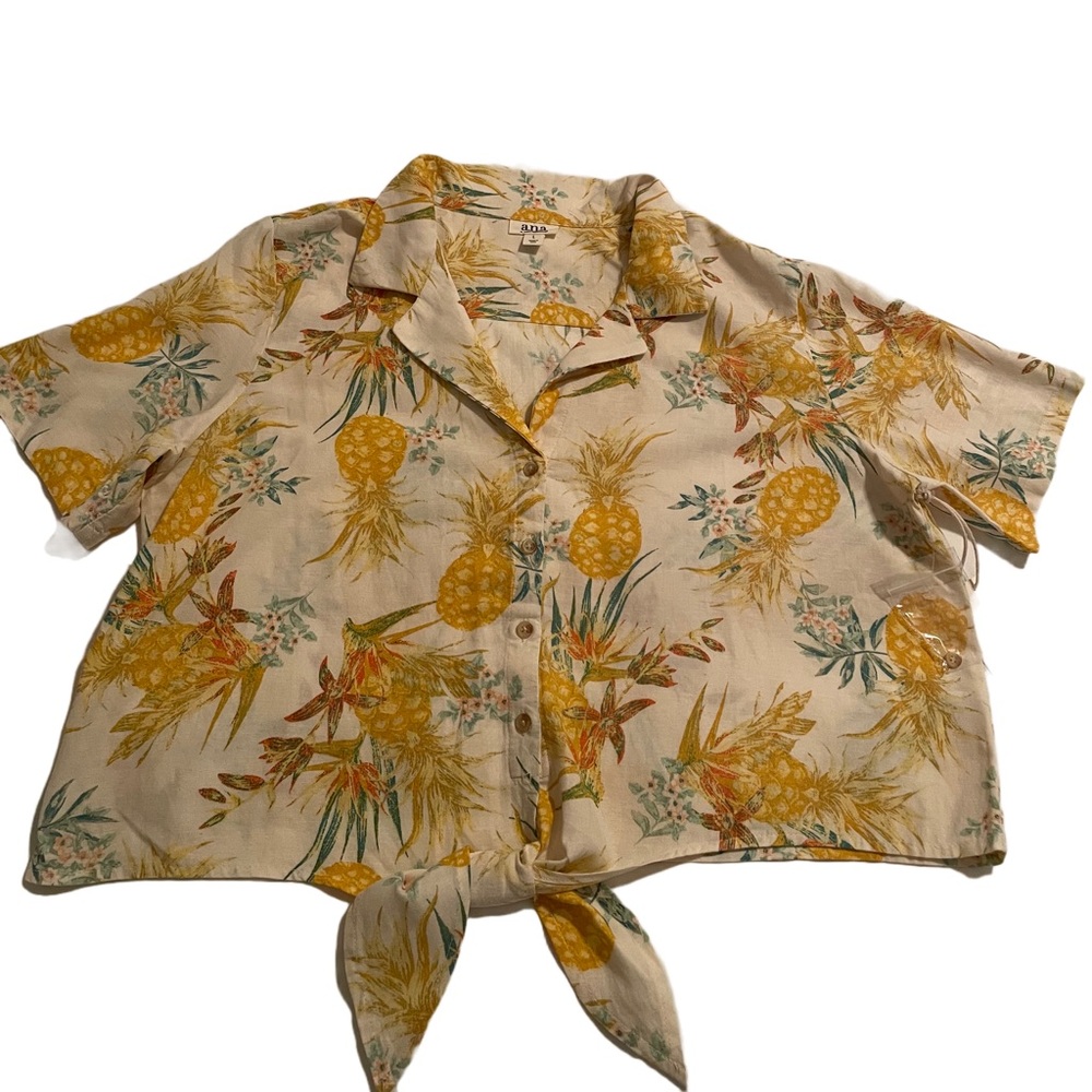 A.N.A. Women’s Short Sleeves Foral Print Shirt Size:L